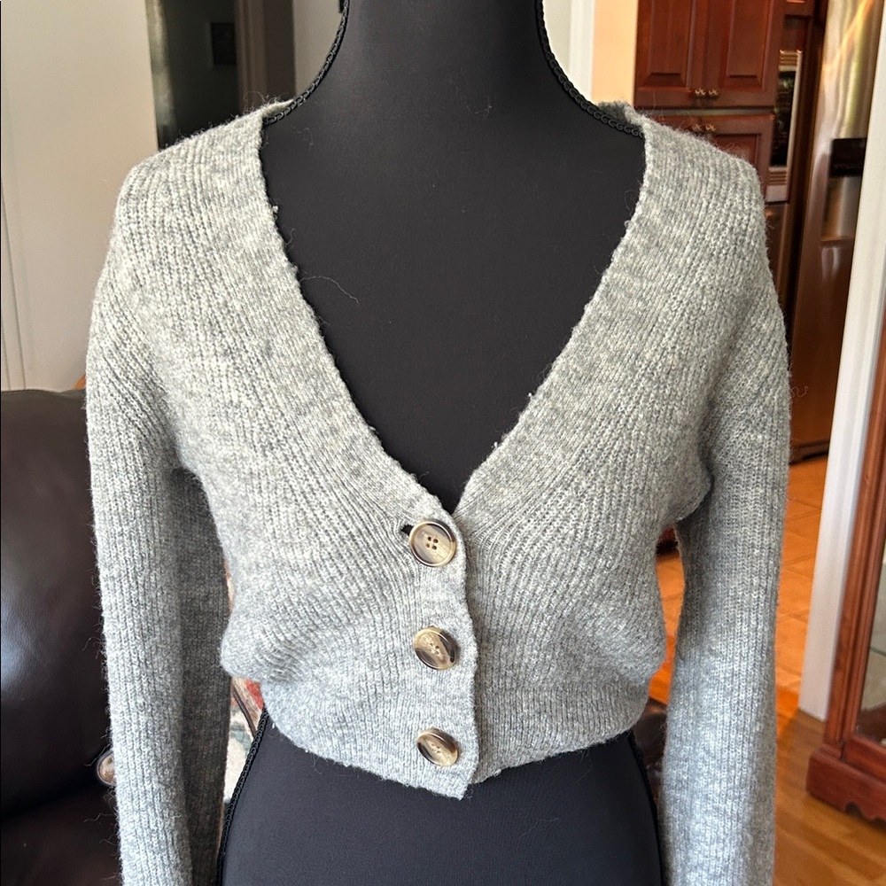 Gray Button-Up Women's Sweater